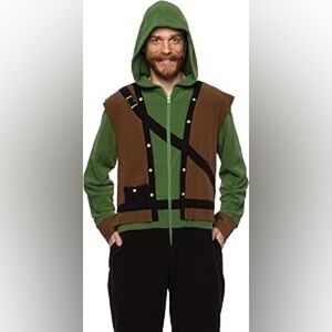 Robin Hood One Piece - Plush Adult Outlaw Costume  by FUNZIEZ! NWT